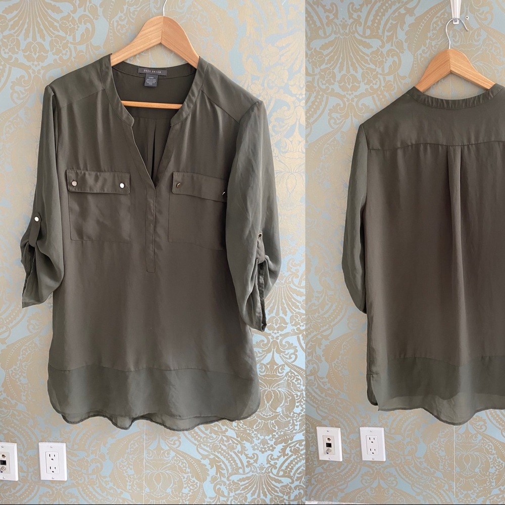 Suzy Shier Military Green Blouse